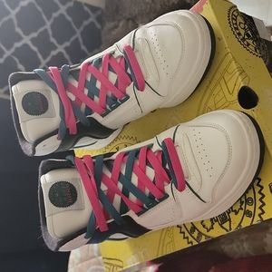 Skechers - Women's L.A. Gear - Slammer White/Black/Turquoise Shoes 8.5